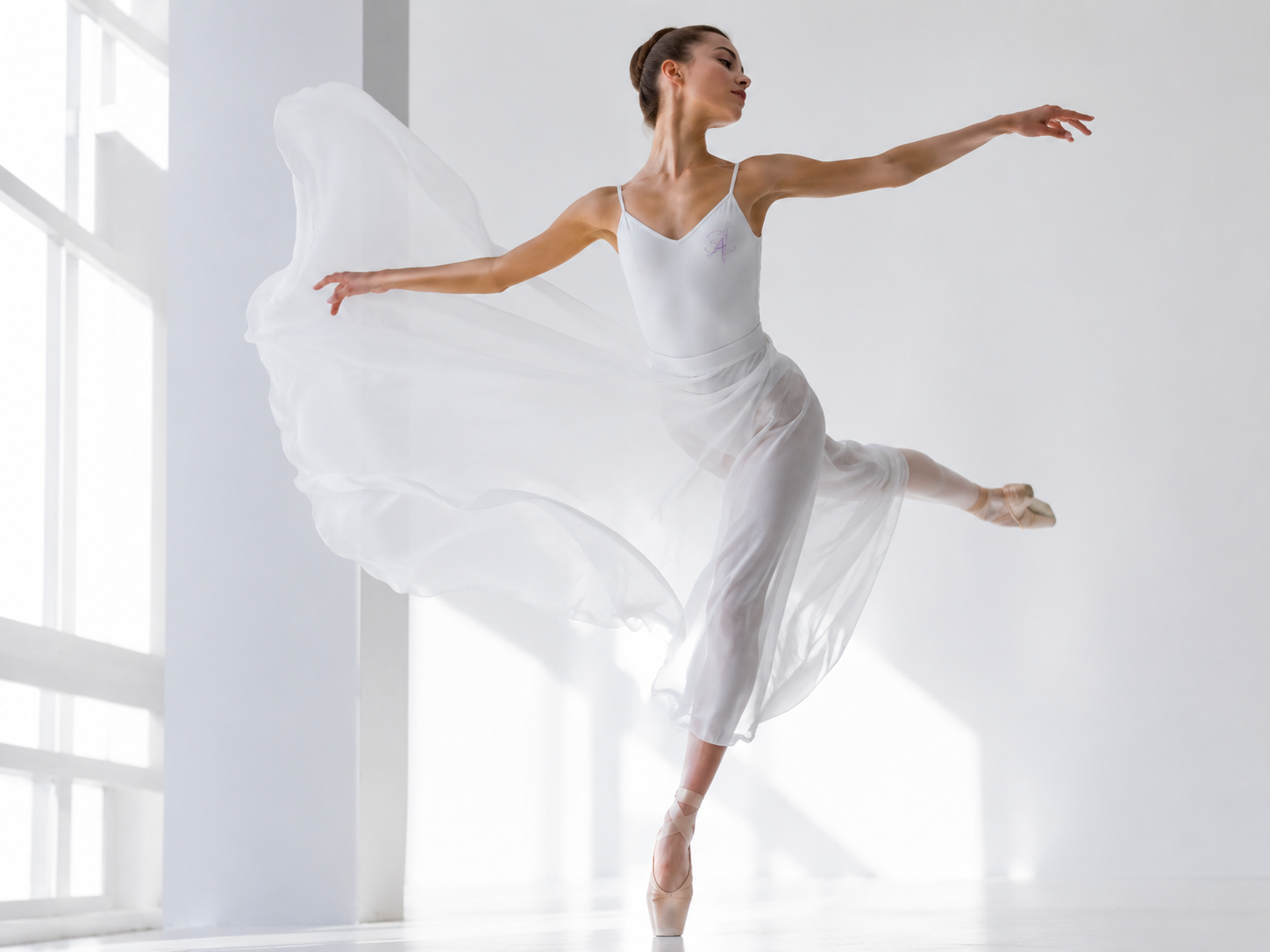 Danzatrice classica in abito bianco